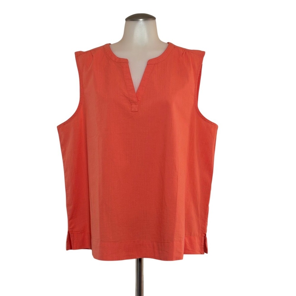 Natural Reflections Meadowlands Sleeveless Shirt Women XL Coral NEW Split Neck